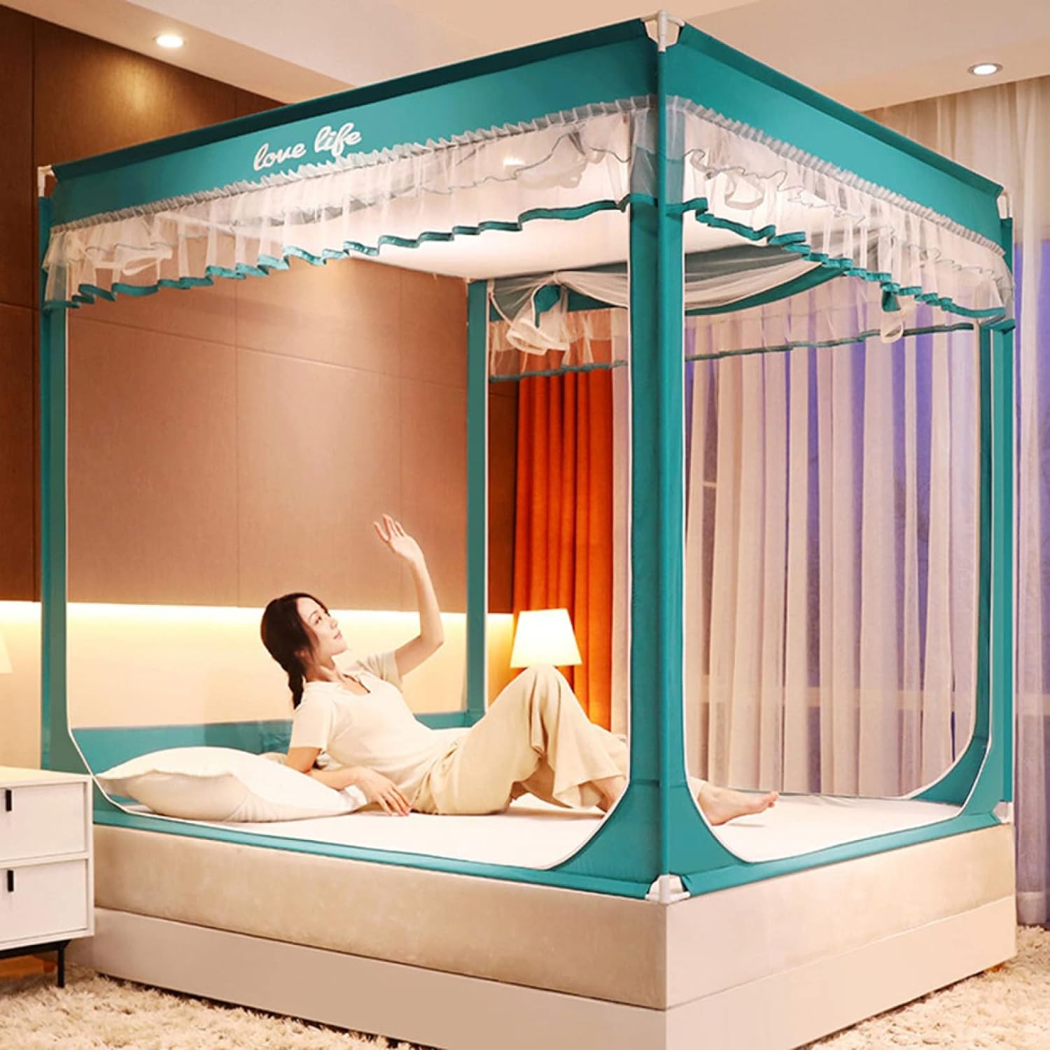 ワンタッチ蚊帳 120*200*170cm 子供 大人 テント式 通気性よい 収納袋付き 蚊対策 ムカデ対策 旅行 3秒組み立て 密度が高い スクエア蚊帳 アウトドア 持ち運べる 収納便利 虫/蚊よけ|サステナライフ