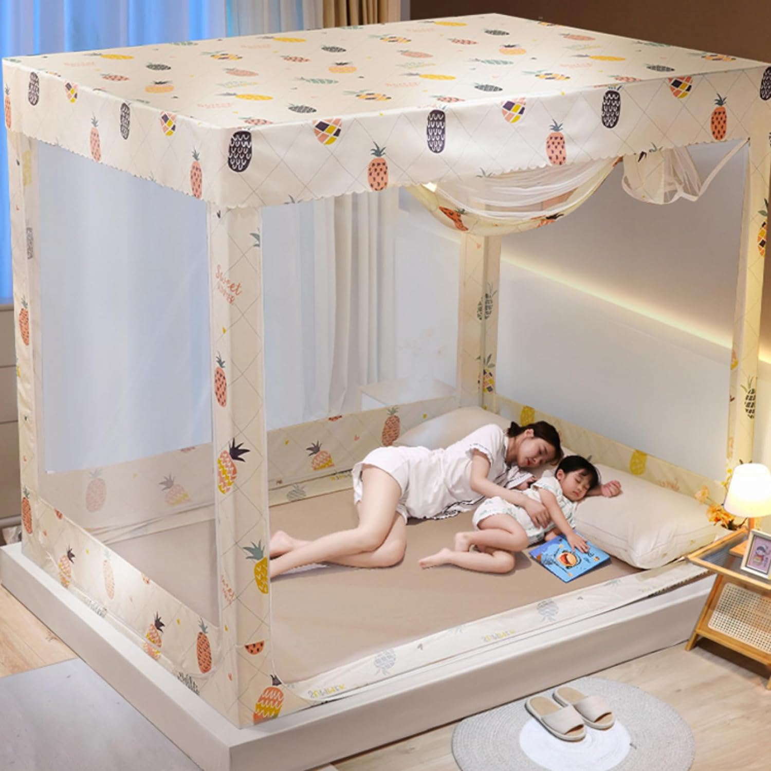 ワンタッチ蚊帳 180*200cm スクエア蚊帳 テント式 ムカデ対策 持ち運べる 3秒組み立て 虫/蚊よけ 害虫侵入防ぎ 蚊対策 全方位ガード 密度が高い 通気性よい 子供 大人 組み立て簡単 収納｜サステナライフ