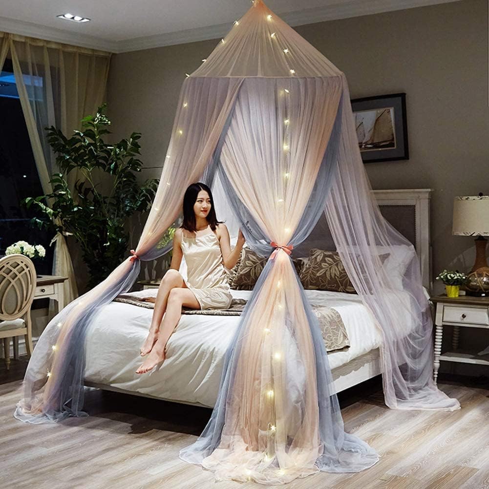 天蓋 For Bed プライバシーテント 吊り下げ 姫系蚊帳 ベランダ 大型 蚊帳 ベッド プリンセスベッドキャノピードームレース2色ステッチ 密度が高い 防虫 防蚊 収納便｜サステナライフ