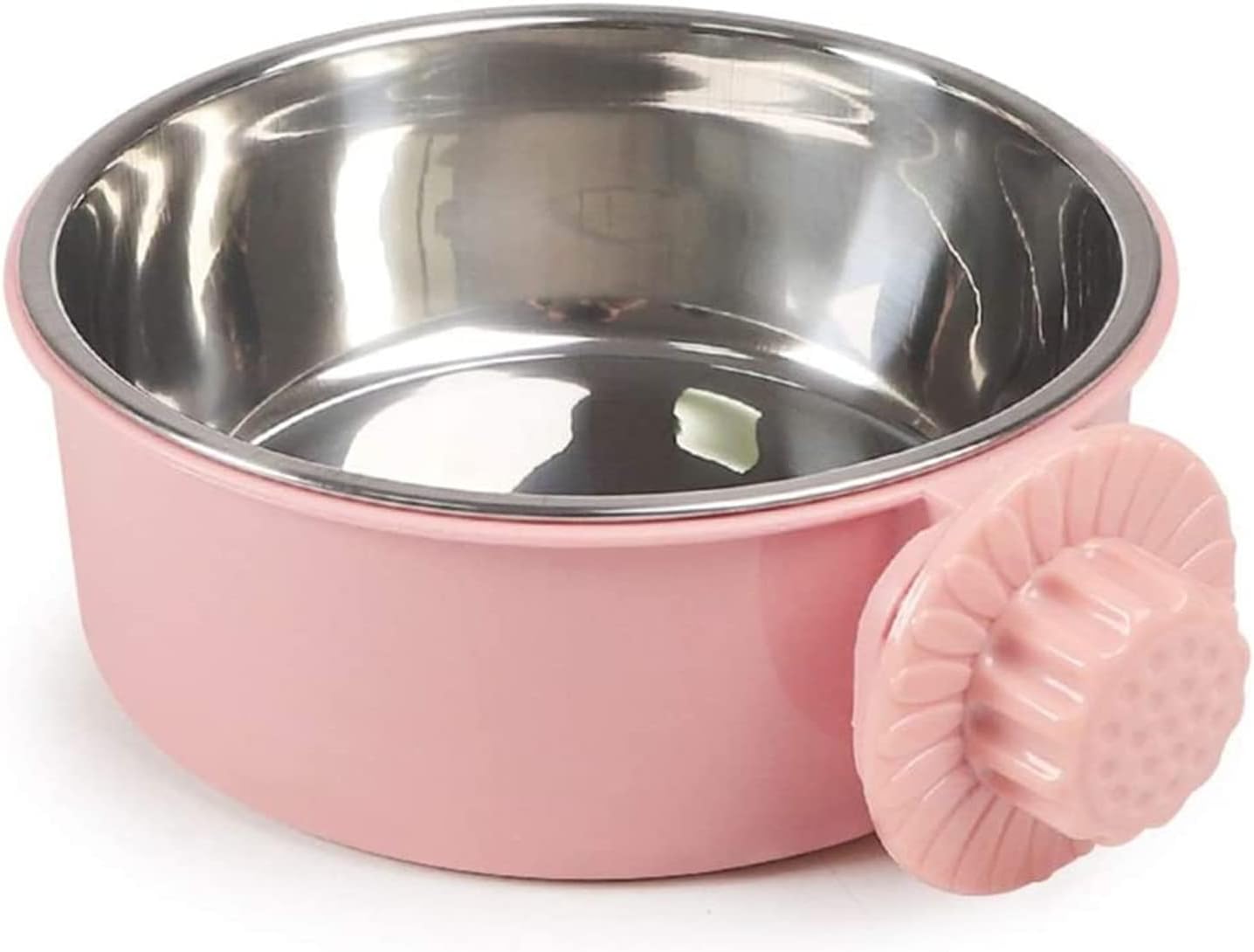 犬 食器 猫 食器 ペット ボウル ステンレス 給食器 給餌器 えさ入れ ハンガーボウル フードボウル ケージに うさぎ 小動物用 固定 高さ調整 取り外し可能 洗える お留守番対応 (L ピンク)