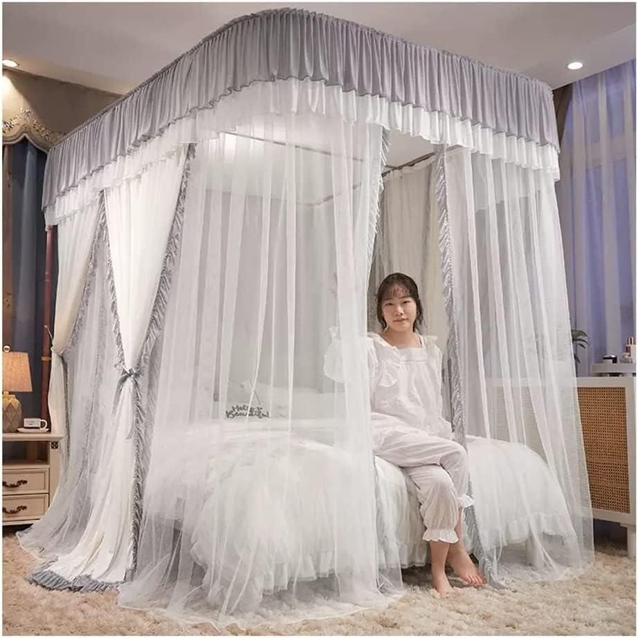 蚊屋 大型 天蓋付き添い人 寝台引き幕 180x200珊 180x220珊 200x220珊 通気性 真四角型 大あき場所 姫系蚊屋 夏用蚊屋 U字型御引き回し軽銀アロイ鉤括弧 姫御前お座敷用防塵二