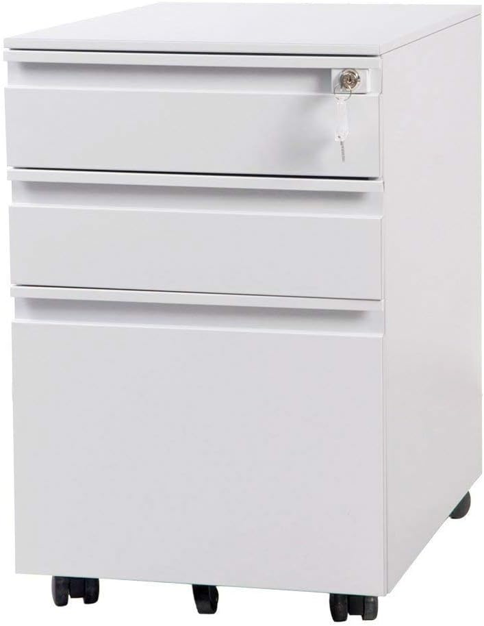 デスクワゴン デスク下 収納 袖机 鍵付きキャビネット サイドワゴン 幅395×奥行450×高さ620mm ラック サイドデスク キャスター付き ダイヤル錠 脇机 オフィス 収納 大容量 3段 組立て