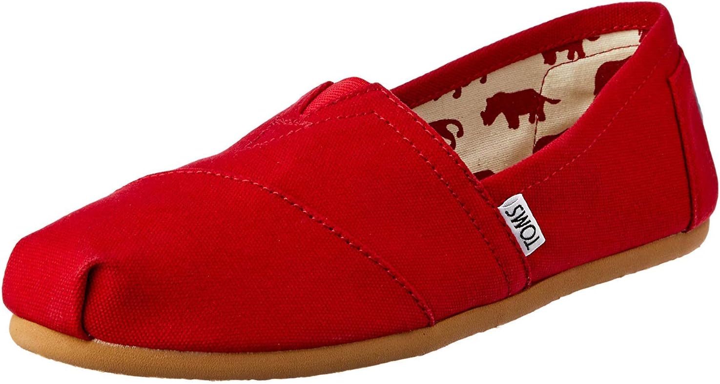 トムス TOMS スリッポン 帆布 ウーマンズ 古典派音楽 (6.5[23.5糎]  赤いこと)