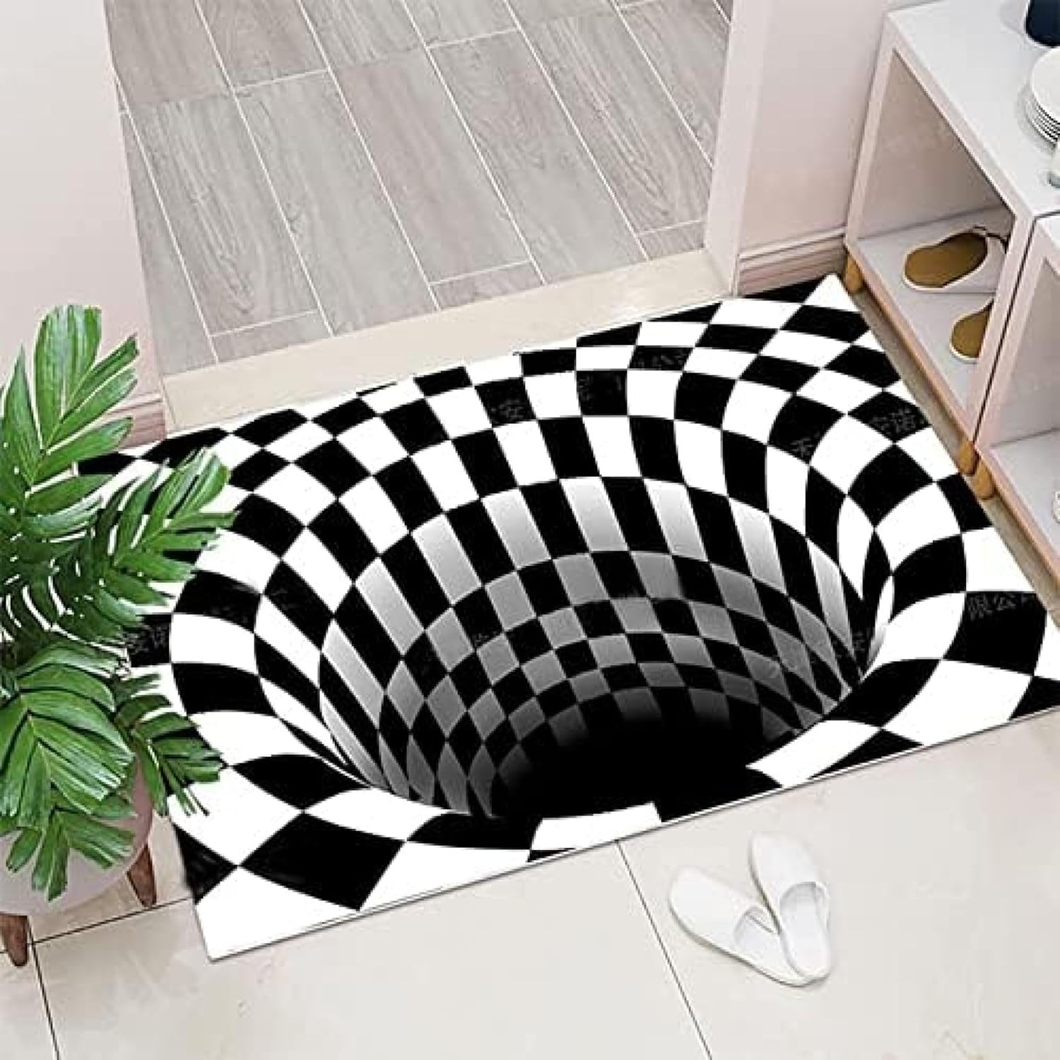玄関マット トリックアート 3D 錯覚 60x40 室内用玄関マット ラグマット リビング カーペット 長方形 洗える 室内 屋内 北欧 モダン おしゃれ|サステナライフ