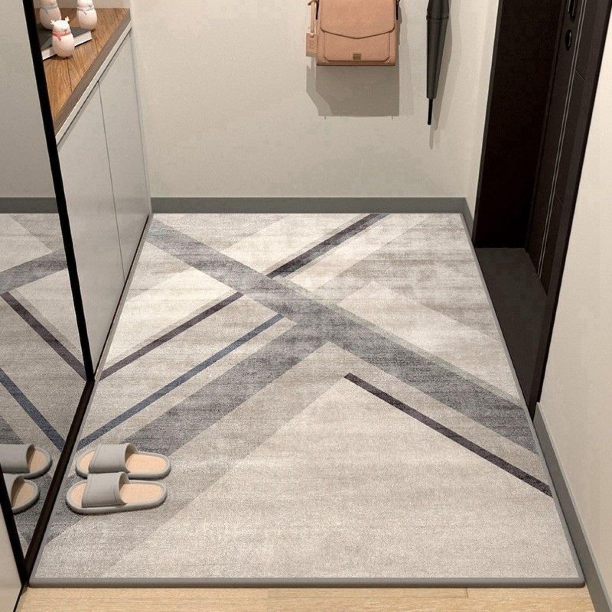 洗える 玄関マット マット 室内 屋内 おしゃれ 80*160cm かわいい スタイル8 幾何学 柄 チェック 北欧 吸水 滑り止め付き 雨 雪 泥落としマット 屋内外 吸水マット おしゃれ 薄い 洗
