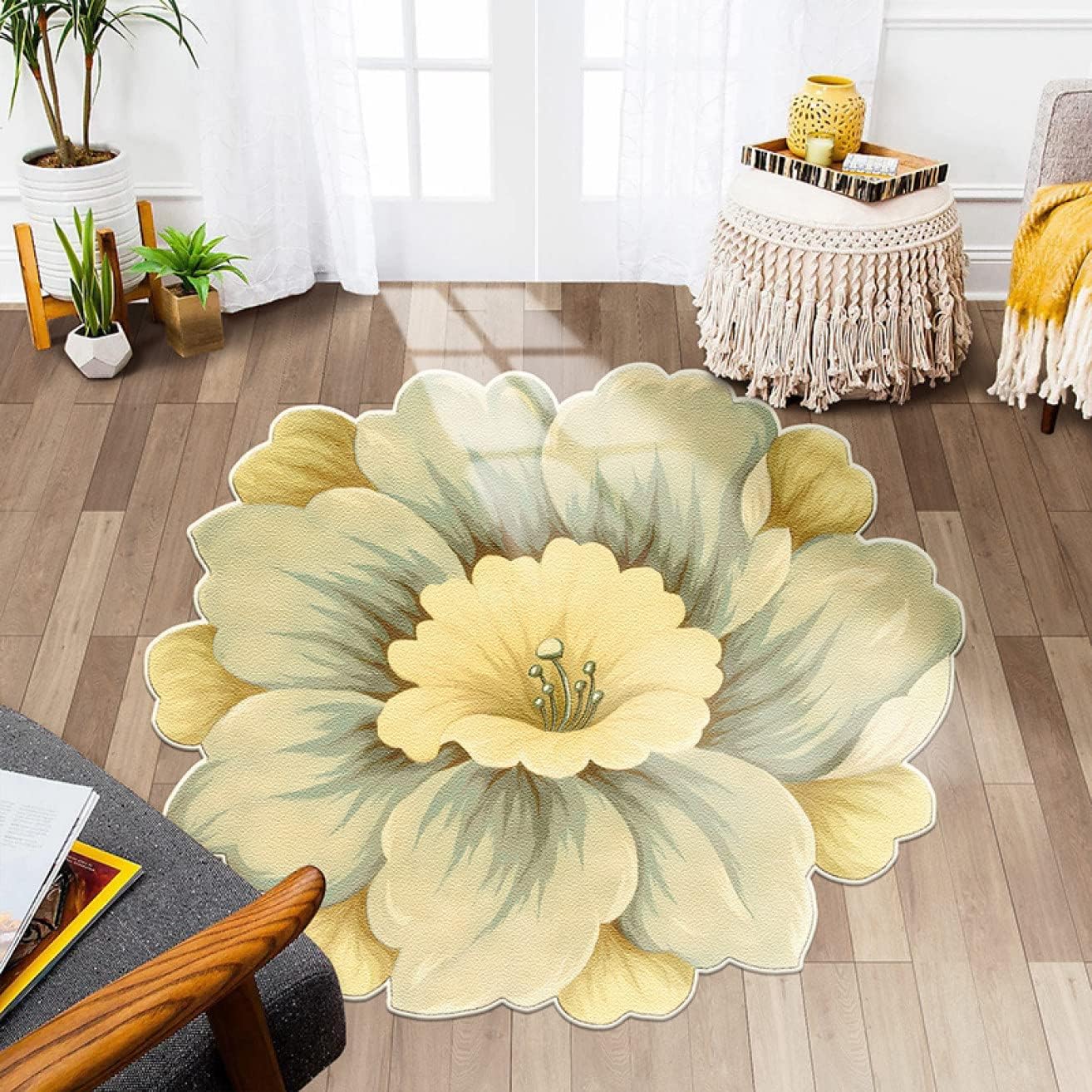 洗えるラグ ラグマット 花柄 滑り止め付 マット ラグカーペット 夏 冬 カラー あったか カーペット 80*80CM 対応 四角 花の形 玄関マット 新生活 リビング 1年中使えるタイプ インテリア 7,511円