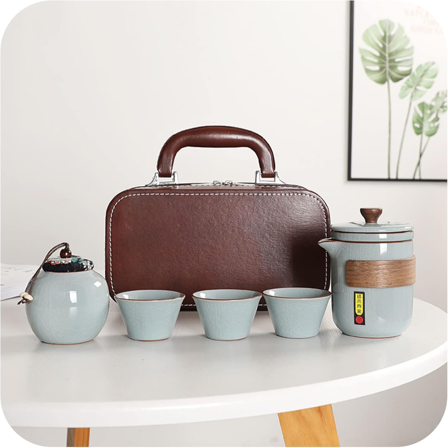 ティーセット 旅行ティーセット 携帯急須 陶器湯呑みセット 茶器 茶皿 茶器乾燥ティートレー 茶こし付き 陶器 茶器セット 旅行茶具 中国茶道具 旅行 自宅 ギフト アウトドア オフィス用｜サステナライフ