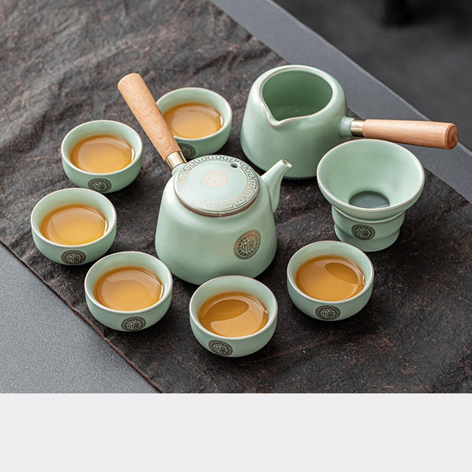 茶器セット 9点セット 湯呑みセット 茶具セット セラミック 茶の入れ ハンドル付き カンフーティーセット 超軽量 日式 シンプル 伝統工芸品 緑茶 お出かけ用 ホーム オフィス用 父の日のプレゼント