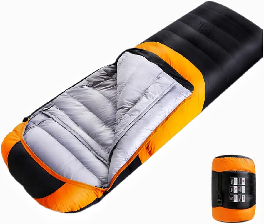 寝袋 冬用 高級ダウン シュラフ 封筒型【最低温度-25℃】防水保温 コンパクト アウトドア キャンプ 登山 車中泊 防災用 丸洗い可能 2人用に連結可能 収納袋付 簡単収納|サステナライフ