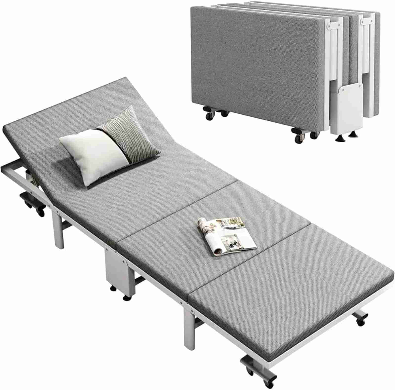 折りたたみベッド シングル マットレス付き, 190&times;70&times;30cm, グレー, キャスター付き, 組立不要, 軽量コンパクト おしゃれ 一人暮らし室内 来客用｜サステナライフ 32,849円