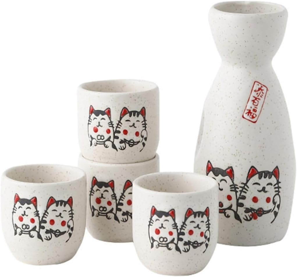 【希少】陶器製 招き猫 清酒入れ 右手上げ＆左手上げ 2体セット 30cmサイズ 希少】陶器製 招き猫 清酒入れ 右手上げ＆左手上げ 2体セット