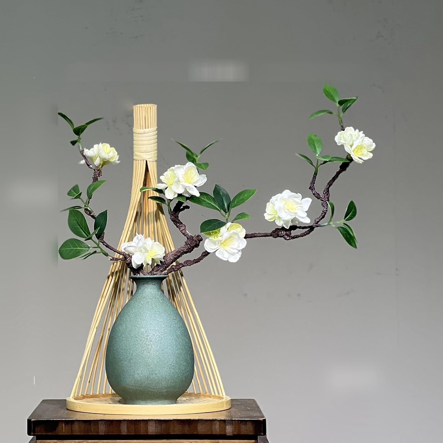 花瓶 ブランケット付き 造花付き 造花セット 置物 禅意 日式 和風 フラワーポット花器 シンプル花器 高温磁器花器 陶磁製花器 生け花用花器 ドライフラワー用花器 創意装飾 ギフト 和室装飾 日式イ
