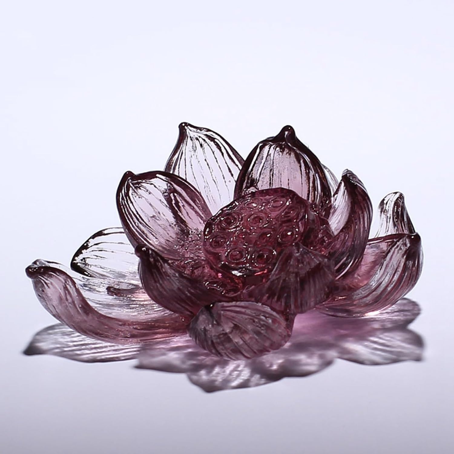 蓮の花 ガラス蓮花 置物 香炉 香を焚く 幸運 風水運気 枯れない花 造花 仏壇 仏具 お盆 仏前 法事 法要 お彼岸 葬式 命日 贈り物 浄化用 ガラスインテリア 置物 開運装飾品 ロータスフラワー|サステナライフ