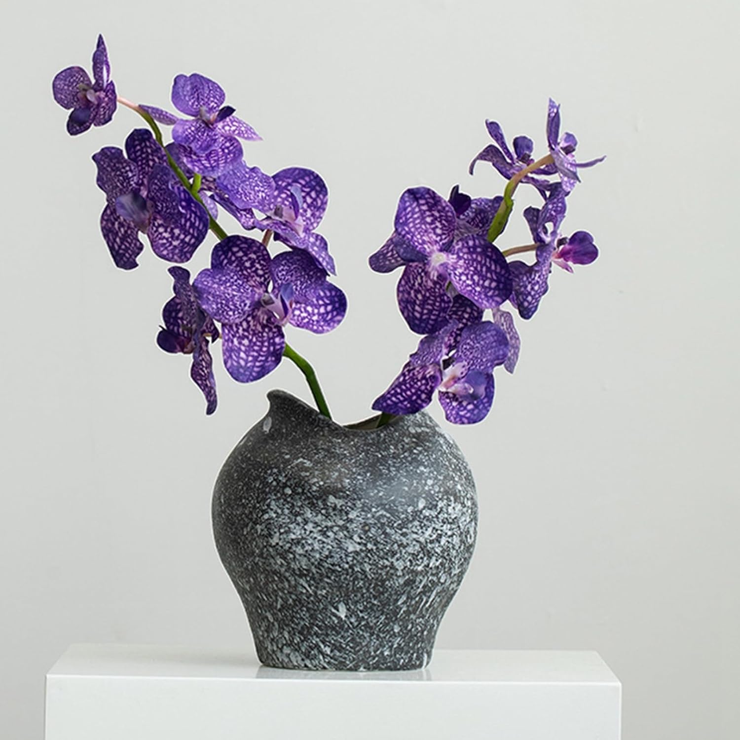 造花セット 枯れない花 花瓶付き 不規則 グラデーション 異形 グレー ザラザラ缶 陶器花器 シンプル花器 セラミック花器 高温磁器花器 フラワーアレンジメント用花器 インテリア 置物 和風 日系|サステナライフ