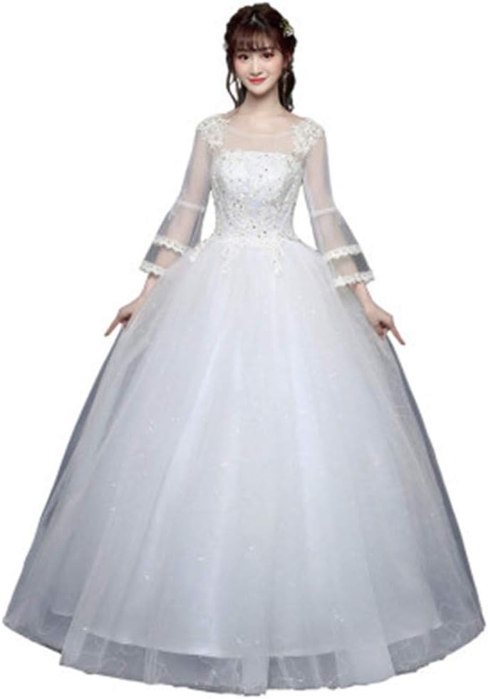 ビスチェウエディングドレス レディース ロングドレス aライン メッシュ袖 透け感オフショルダー 結婚式 二次会 演奏会 チュールスカート 花嫁 大きいサイズ