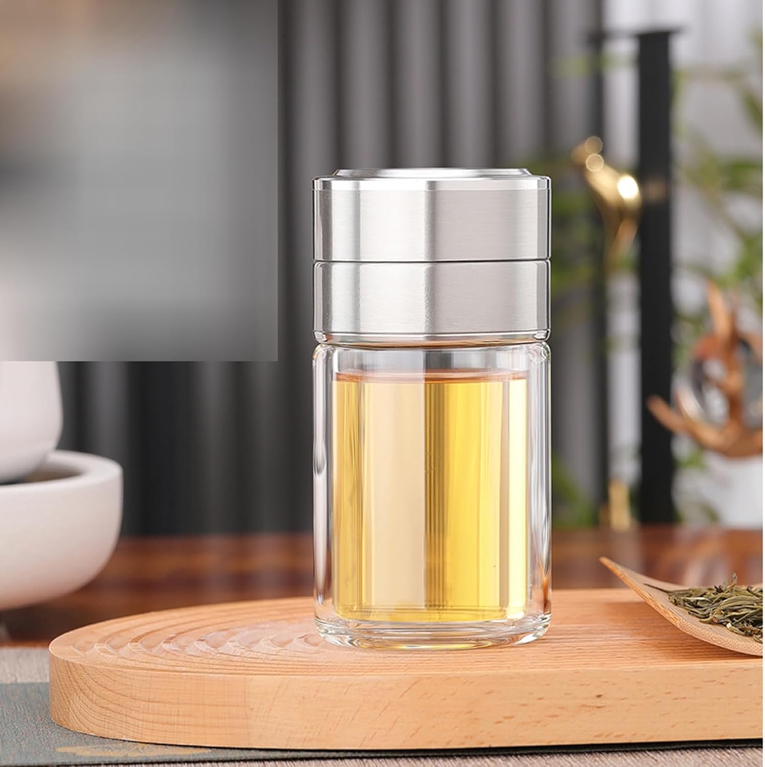 二層構造 ミニ 200ml 透明カップ ウォーターボトル 茶漉し付き 小さい ボトル 耐熱ガラス 2重 ボトル 水筒 無鉛 夏用 耐久性 洗いやすい 軽い かわいい ユニセックス オフィス 屋外 プレ