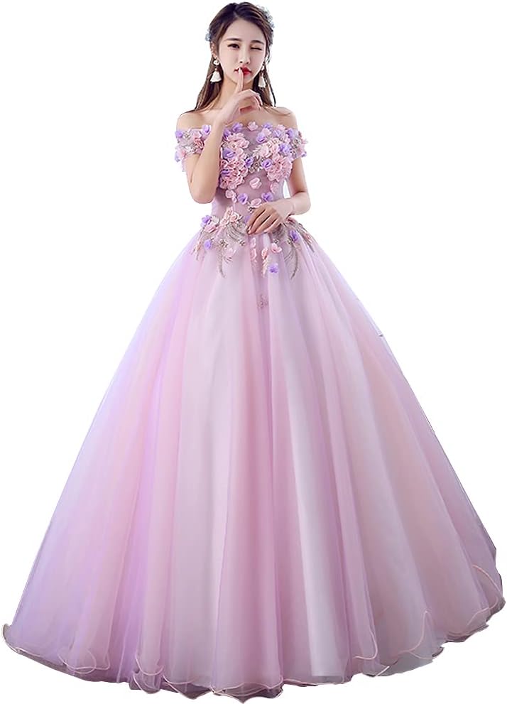 ピンクウエディングドレス結婚式 花嫁 、プリンセスラインロングドレス、ball dress for wedding、可愛いパーティドレス 、背中を編むサイズ調整可能|サステナライフ