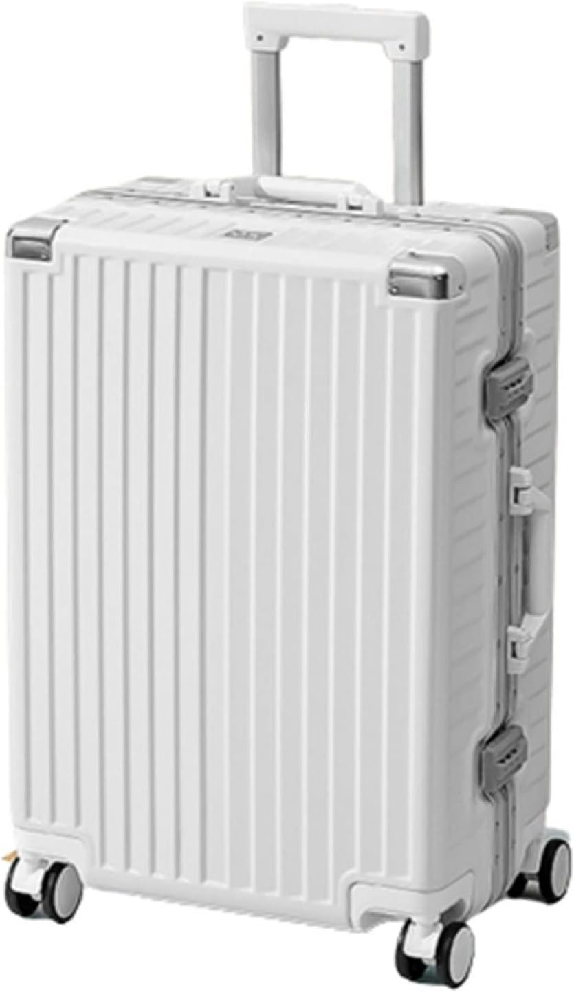 スーツケース キャリーケース 50L キャリーバッグ TSAロック搭載 アルミフレーム 超軽量 大型 耐衝撃 静音 ダブルキャスター 360度回転 旅行 ビジネス 出張 ホワイト Mサイズ（3-5泊）
