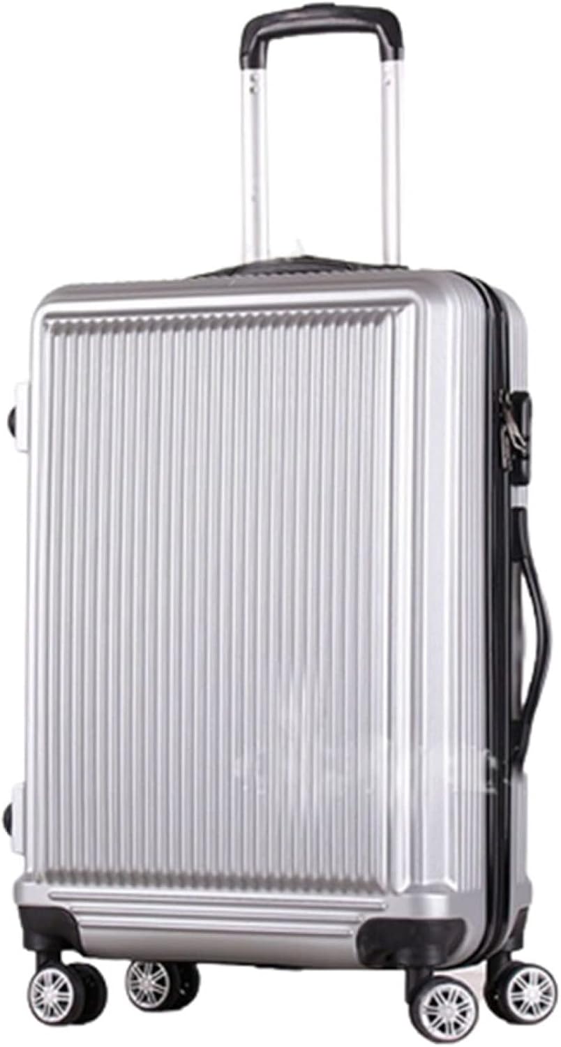 スーツケース キャリーケース 65L キャリーバッグ ファスナー式 超軽量 大型 耐衝撃 静音 ダブルキャスター 360度回転 旅行 ビジネス 出張 シルバー Lサイズ（6-8泊）