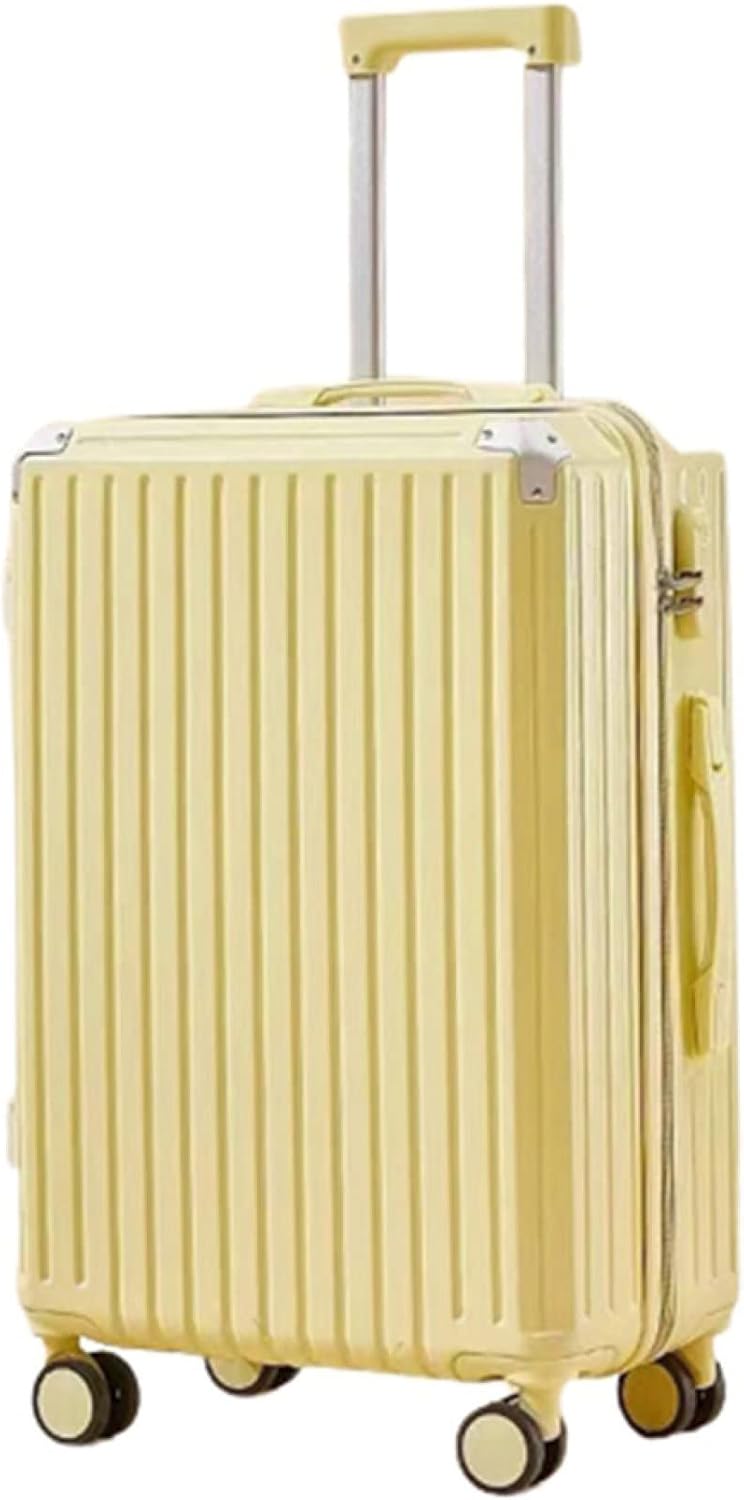 スーツケース キャリーケース 65L キャリーバッグ USB充電口 ファスナー式 超軽量 大型 耐衝撃 静音 ダブルキャスター 360度回転 旅行 ビジネス 出張 イエロー Lサイズ（6-8泊）