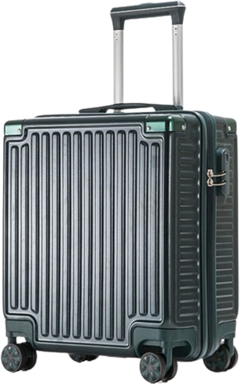スーツケース キャリーケース 機内持ち込み 30L キャリーバッグ ファスナー式 超軽量 小型 耐衝撃 静音 ダブルキャスター 360度回転 旅行 ビジネス 出張 グリーン SSサイズ（1-2泊）
