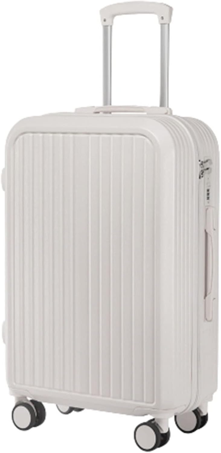 スーツケース キャリーケース 45L キャリーバッグ TSAロック搭載 ファスナー式 超軽量 大型 耐衝撃 静音 ダブルキャスター 360度回転 旅行 ビジネス 出張 ホワイト Mサイズ（3-5泊）