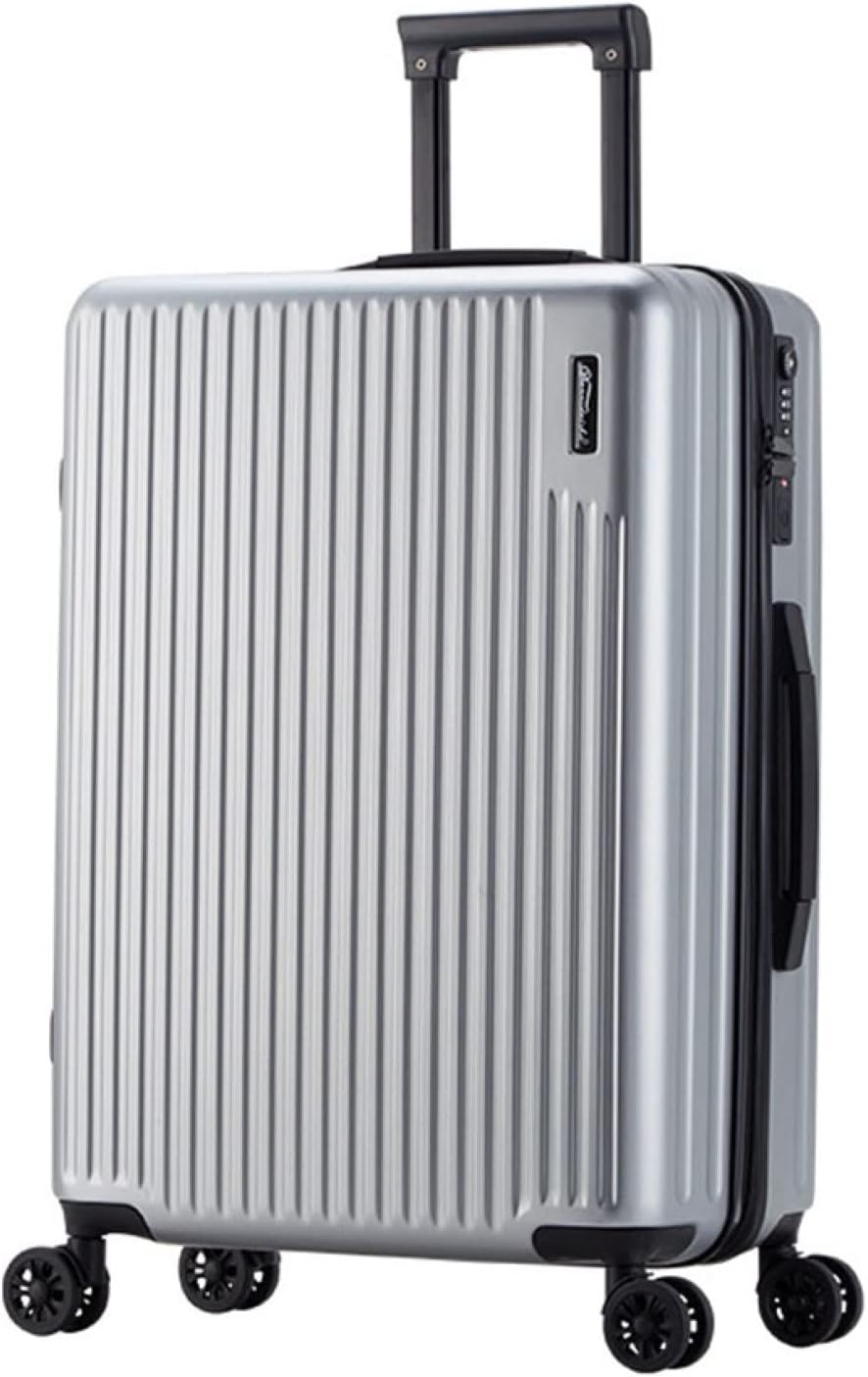 スーツケース キャリーケース 45L キャリーバッグ USB充電口 TSAロック搭載 ファスナー式 超軽量 大型 耐衝撃 静音 ダブルキャスター 360度回転 旅行 ビジネス 出張 シルバー Mサイズ