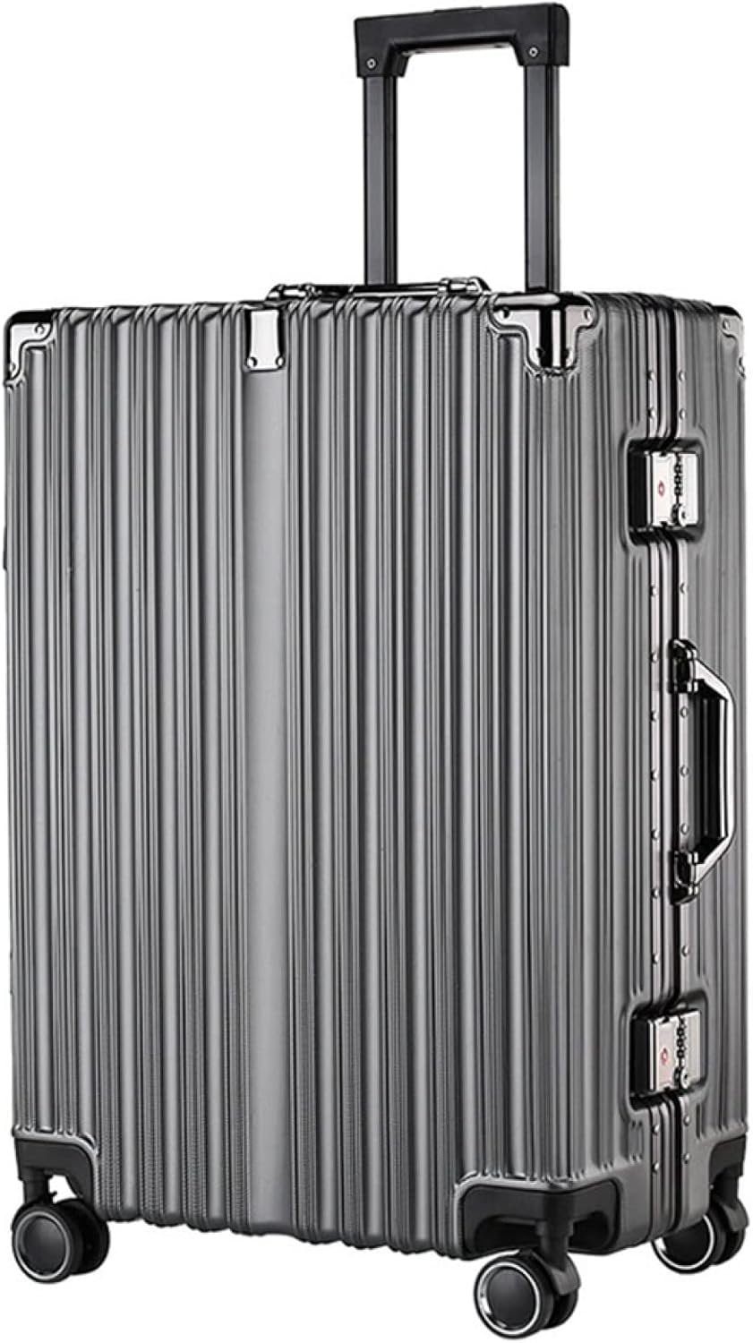 スーツケース キャリーケース 60L キャリーバッグ TSAロック搭載 アルミフレーム 超軽量 大型 耐衝撃 静音 ダブルキャスター 360度回転 旅行 ビジネス 出張 グレー Lサイズ（6-8泊）