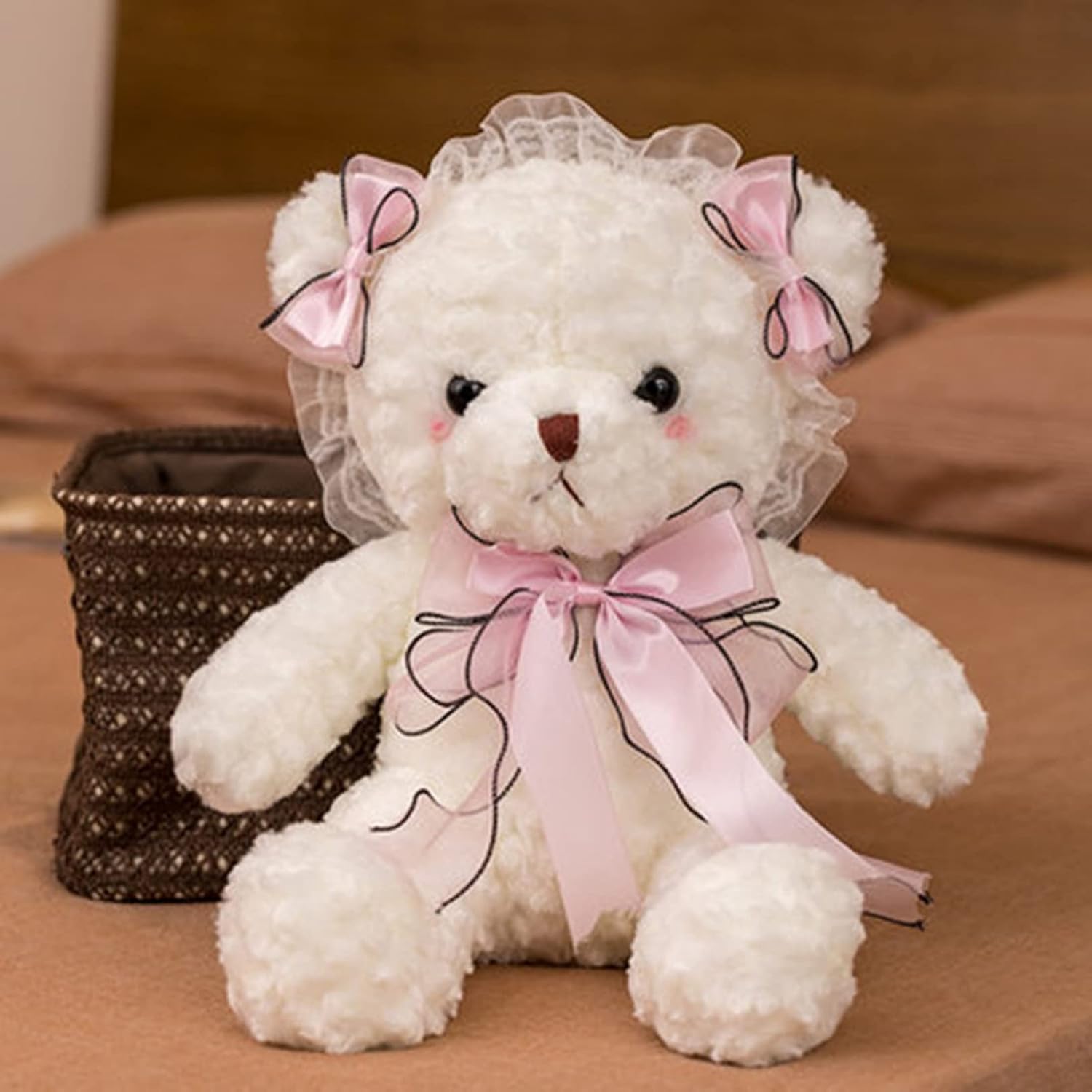 ぬいぐるみ 熊 ロリータ風 ベア 軽さ レディース もこもこ 好いたらしい 熊 室内装飾 つがい結び パステル色の 癒し系 御姫様 超キュート ガールズ ロリィタ ゴスロリ シュロの葉 一緒になる祝賀会 バレンタインデー