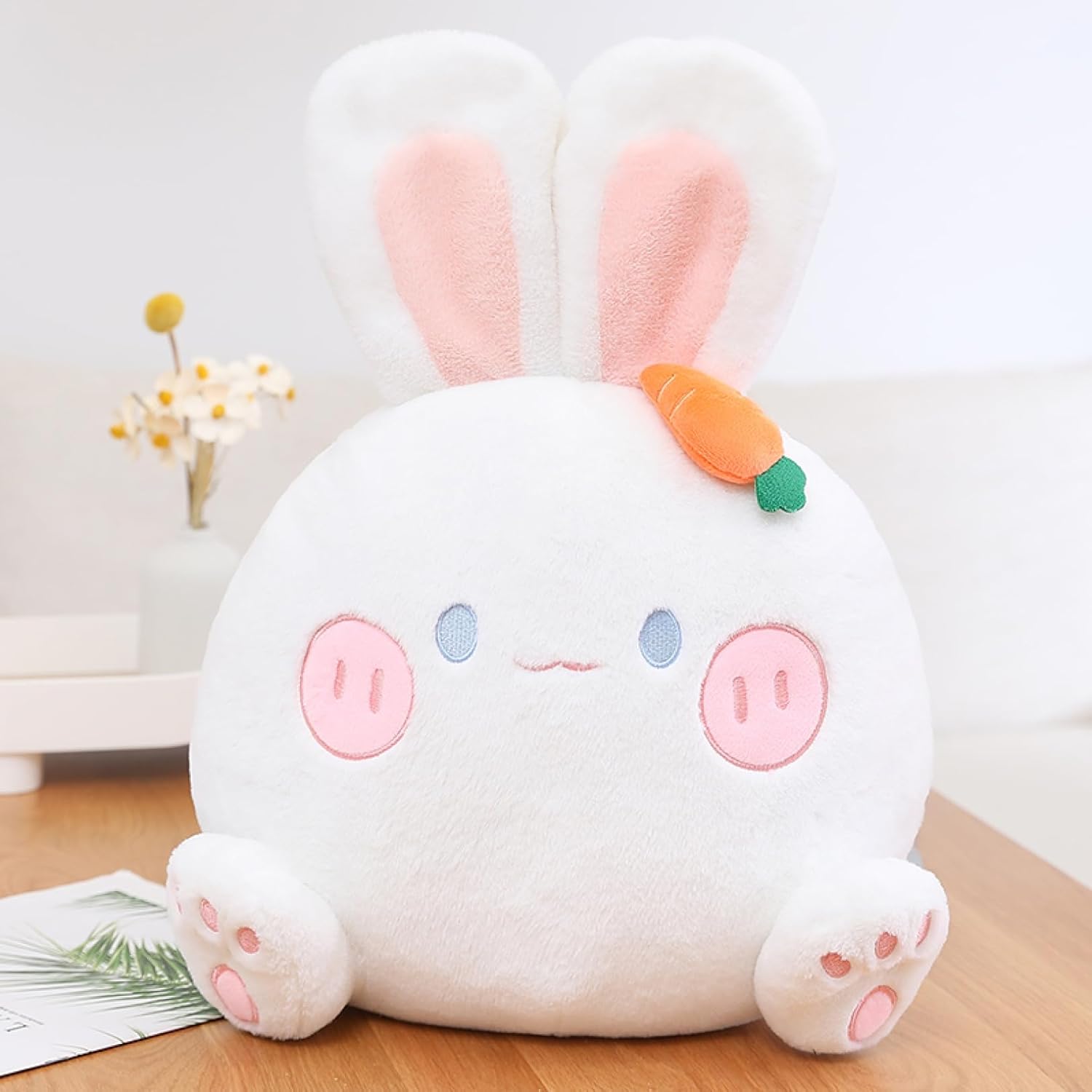 家兎ぬいぐるみ 抱き枕 ぬいぐるみ 縫いぐるみ 毛布付き添い人 莓 にんじん 手を温める 添い寝枕 睡眠時間枕 ふんわり 萌える 癒し 足枕 安眠グッズ 気持ちいい ねむねむ お生まれ落ちる日 一緒になる祝する日 結