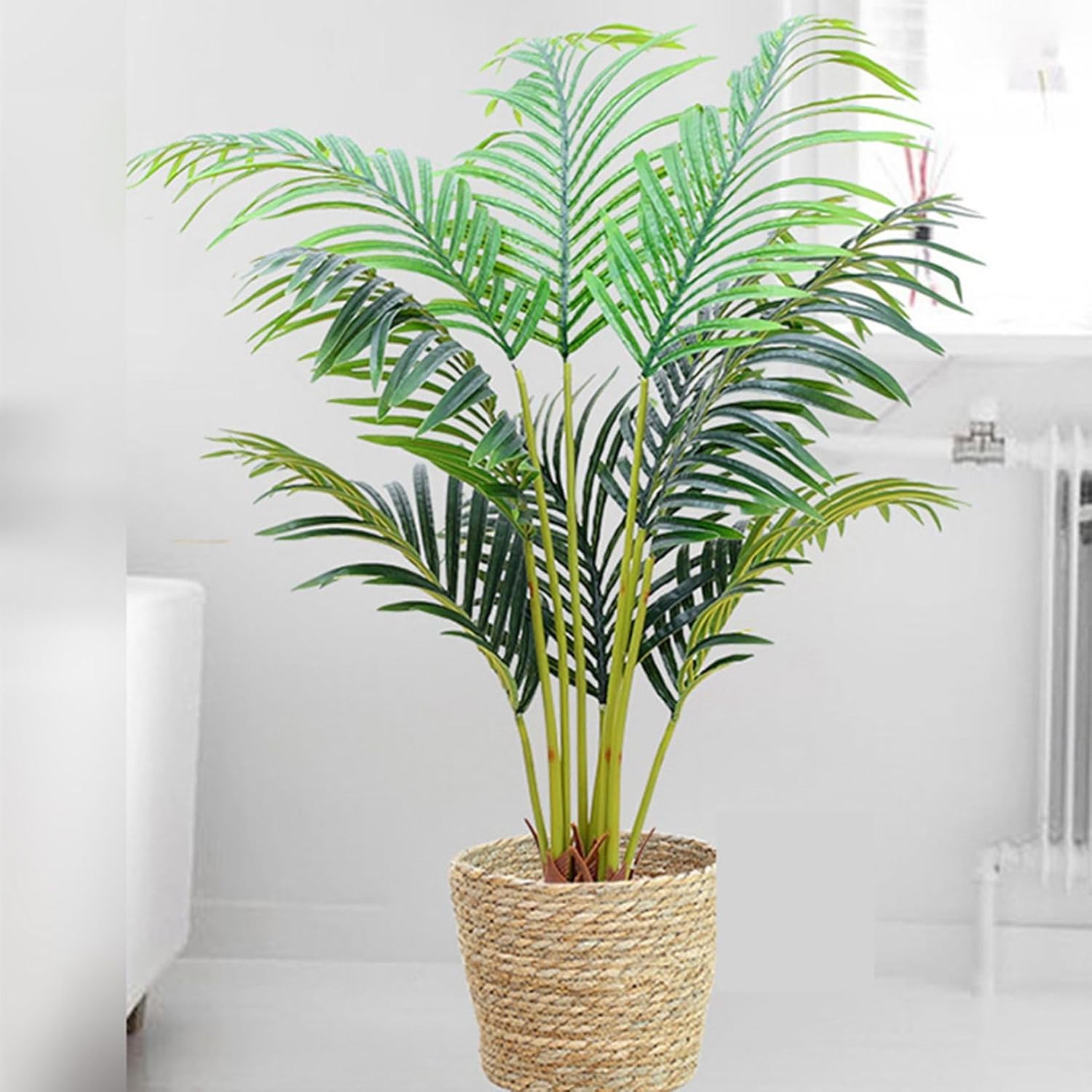 フェイクグリーン リアル アレカパーム 人工観葉植物 インテリアグリーン 人工葉っぱ 大型緑葉 本物そっくり 観葉植物 人工植物装飾 観葉樹 水やり不要 害虫駆除不要 インテリア飾り｜サステナライフ