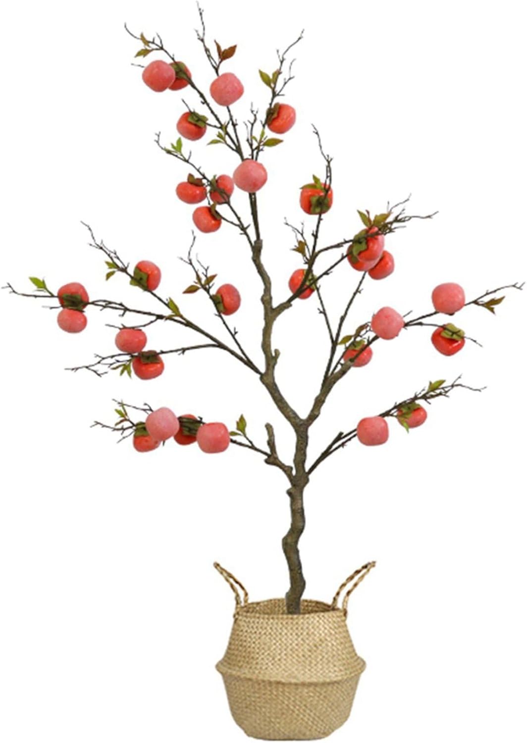 フェイクグリーン かき 果物 可愛い 花カゴ 人工観葉植物 インテリアグリーン リアル 本物そっくり 大型 観葉植物 人工植物装飾 害虫駆除不要 おしゃれ モダン 北欧 ショップ diy装飾 パーティ｜サステナライフ