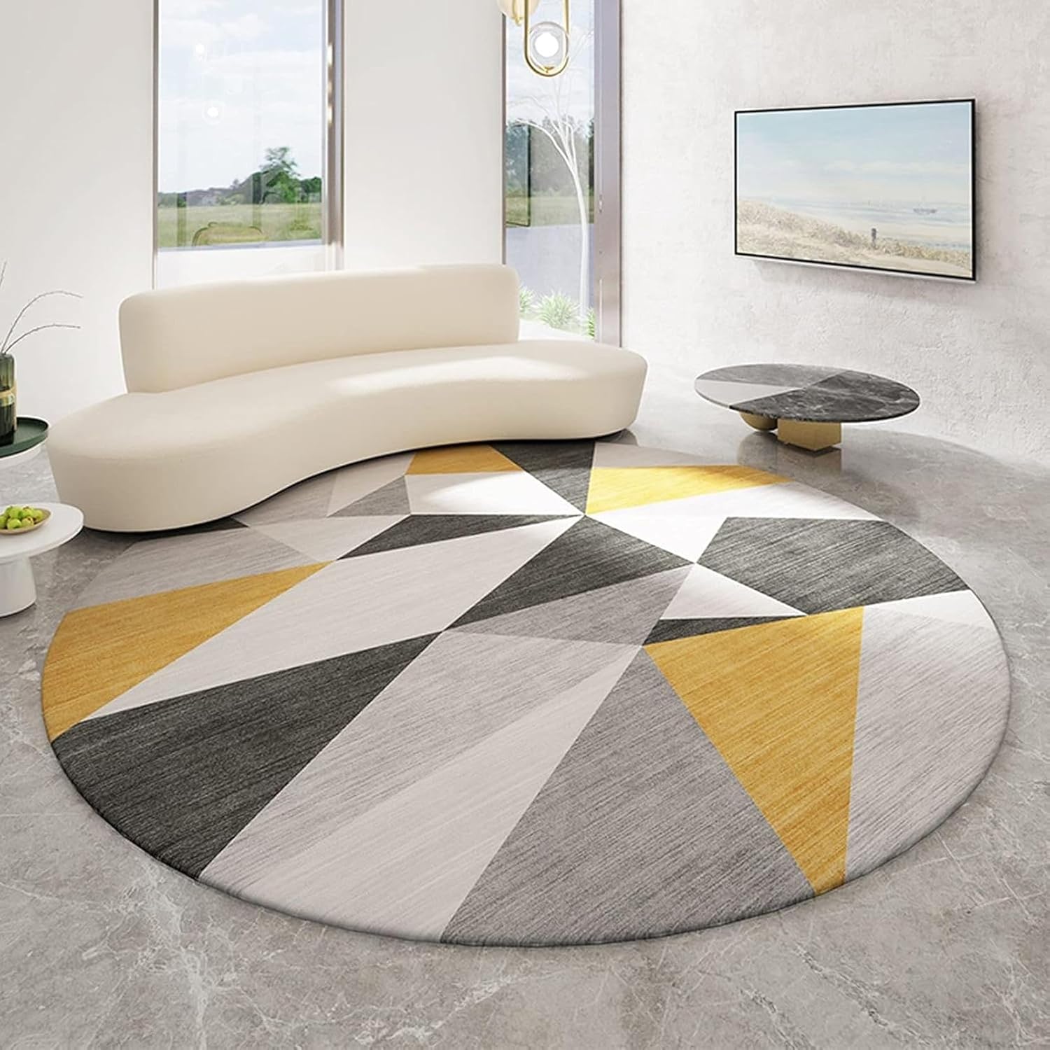 チェアマット モダンエリアラグ80cm100cm 120cm 140cm 160cm 180cm200cmリビングルーム用ラウンドカーペット寝室ホームフロア滑り止めマットソフトヨガマット (Size