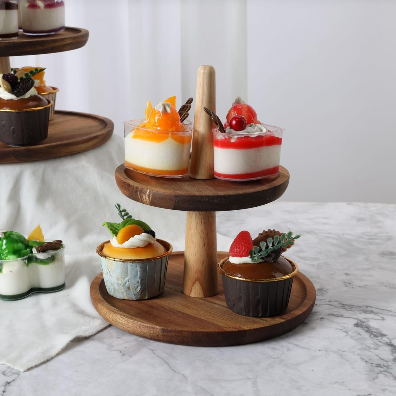 サービングスタンド 2段 3段 サービングトレイ カップケーキ 3層 デザート フルーツスタンド 木製ケーキスタンド 小物入れ ケーキプレート おしゃれ ボウルデザート サラダキャンディー アフタヌー