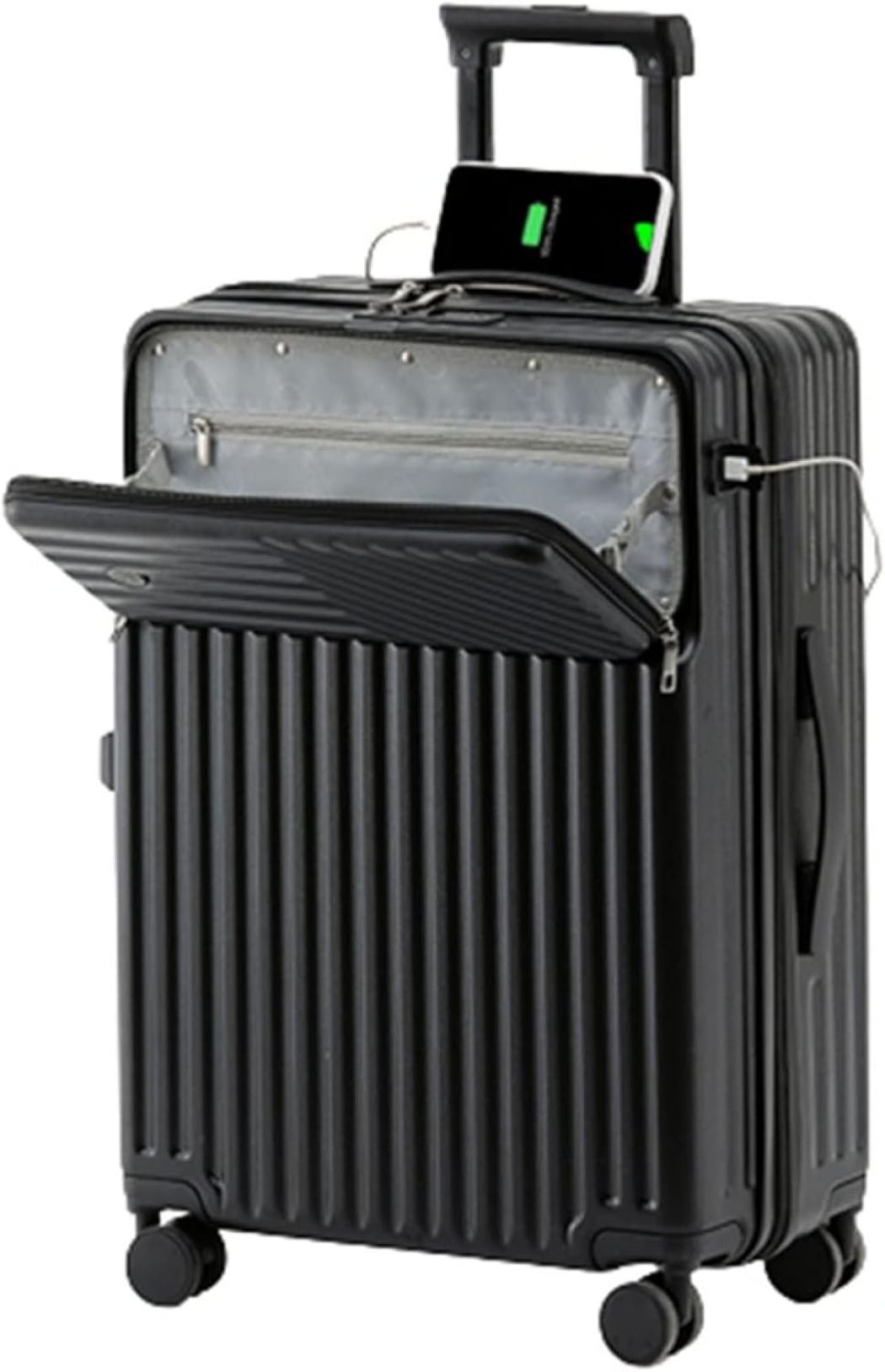スーツケース キャリーケース 65L フロントオープン キャリーバッグ USB充電口 TSAロック搭載 フロントポケット ファスナー式 超軽量 大型 耐衝撃 静音 ダブルキャスター ビジネス 360度