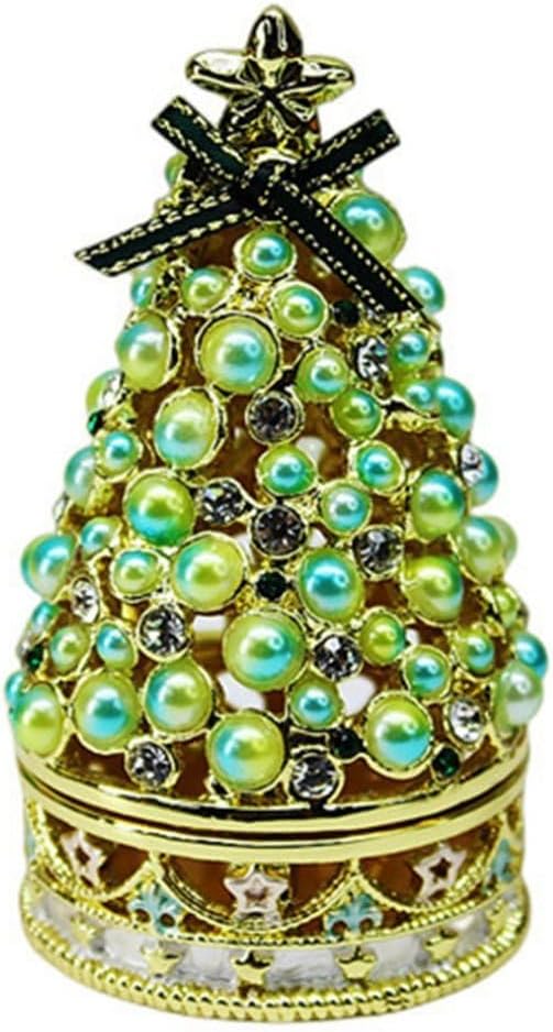 パールのクリスマスツリー アクセサリーボックス ジュエリーボックス トリンケットボックス ジュエリー収納 合金ボックス クリスタル ヒンジ付き 収納箱 置物 インテリア プレゼント 記念日 クリスマス