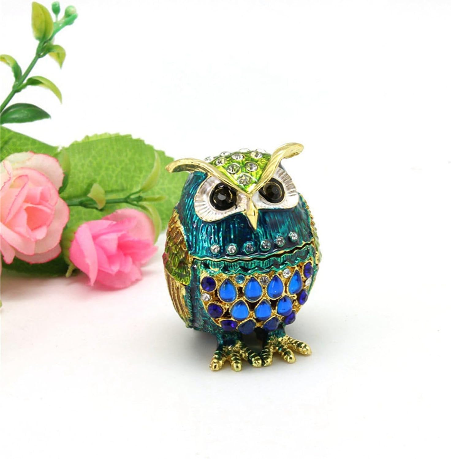 フクロウ 置物 ジュエリーボックス 収納ボックス クリスタル合金製動物 かわいい アクセサリーボックス ジュエリー収納 小物入れ ネックレス ジュエリー ホーム ギフトバコ デコレーション プレゼント