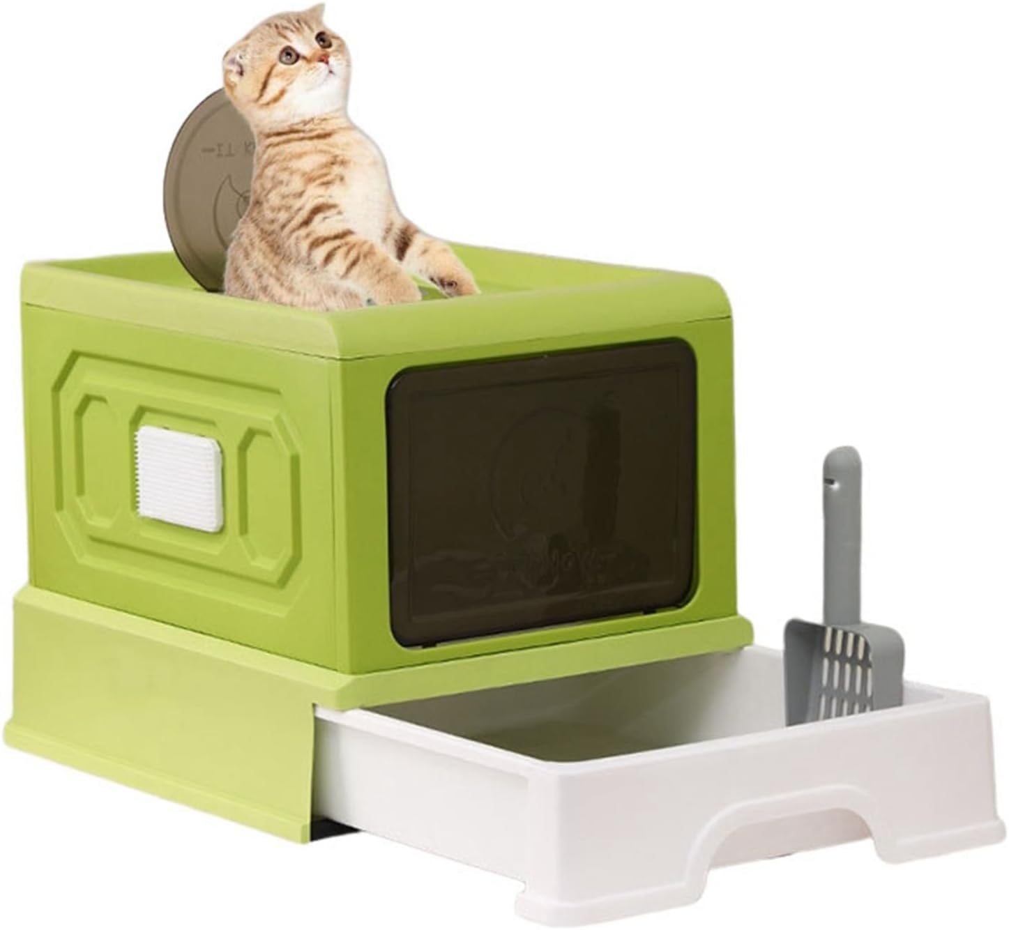 猫トイレ 全密閉式 38*50*38cm 猫用トイレ本体 引き出し 2ways出入り方法 上から出る猫トイレ ネコトイレ 大容量 大型 砂の飛び散ら防止 掃除簡単 脱臭抗菌 組み立てしやすい おしゃれ|サステナライフ