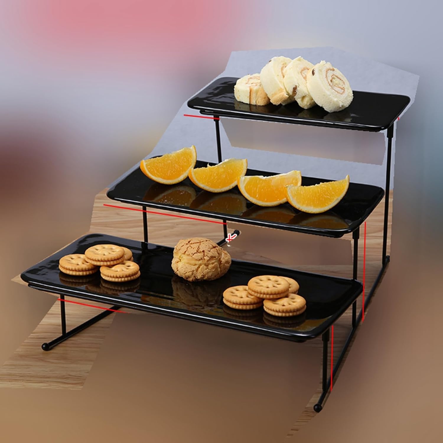 展示スタンド 3段 西洋風 四角形 ケーキスタンド セラミック カップケーキスタンド アフタヌーンティー 収納ホルダー 寿司 お菓子 果物 パーティー用 結婚式 パーティー ケーキ陳列台 サービングプ｜サステナライフ