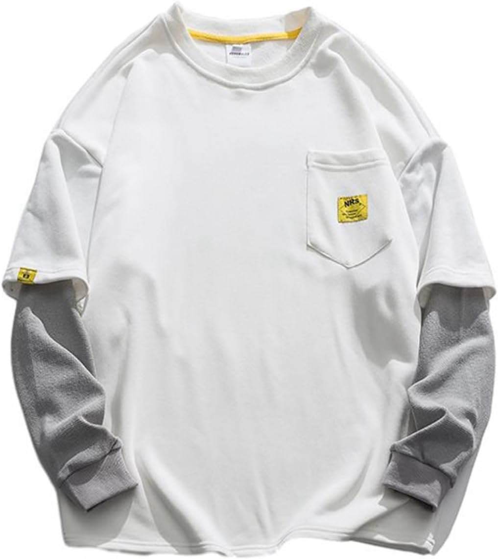 フルオーバー 長袖 トレーナー メンズ レイヤード パーカー ポケット付き スウェット 丸首 無地 切り替え Tシャツ 春服 秋服 吸汗通気 ソフト コンフォート 薄い おしゃれ 韓国 きれい 外履き 8,279円