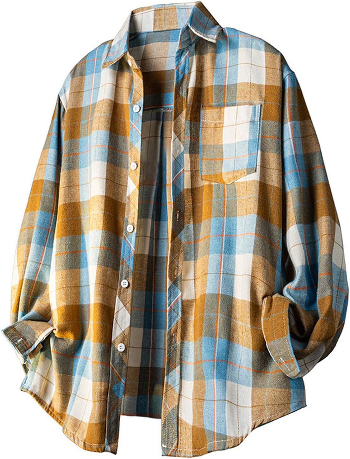 チェックシャツ 長袖 メンズ M-5XL カジュアルシャツ 開襟 春秋服 ボタンシャツ 柔らかい 快適 サラサラ コンフォート 透湿 ゆったり アメカジ ヴィンテージ モード系 男女兼用 大きいサイズ