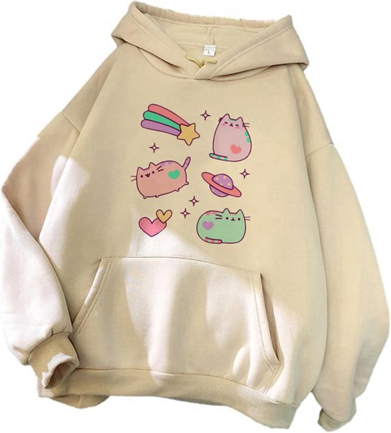 フルオーバー メンズ xs-4xl ねこ プリント 長袖パーカー フード付き 春秋 レディース 上着 かわいい 日系 おもしろ アニメ ポケット付き 日常着用 ゆったり コンフォート 薄い手 ユニセッ