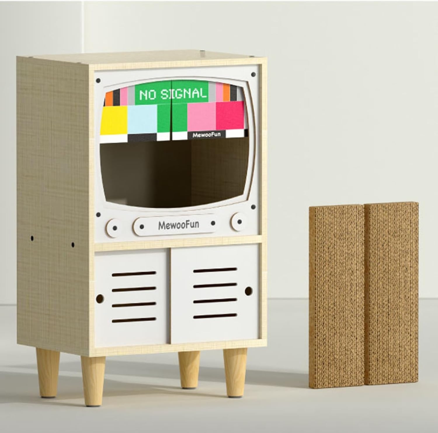 猫爪とぎハウス テレビの外観 猫用 木製品 ペットベッド 爪磨き 横置き 通年適用 両用 爪とぎ 猫ハウス 昭和のテレビデザイン 面白い ぐっすり眠れる ねこ用品 ストレス発散 インテリア