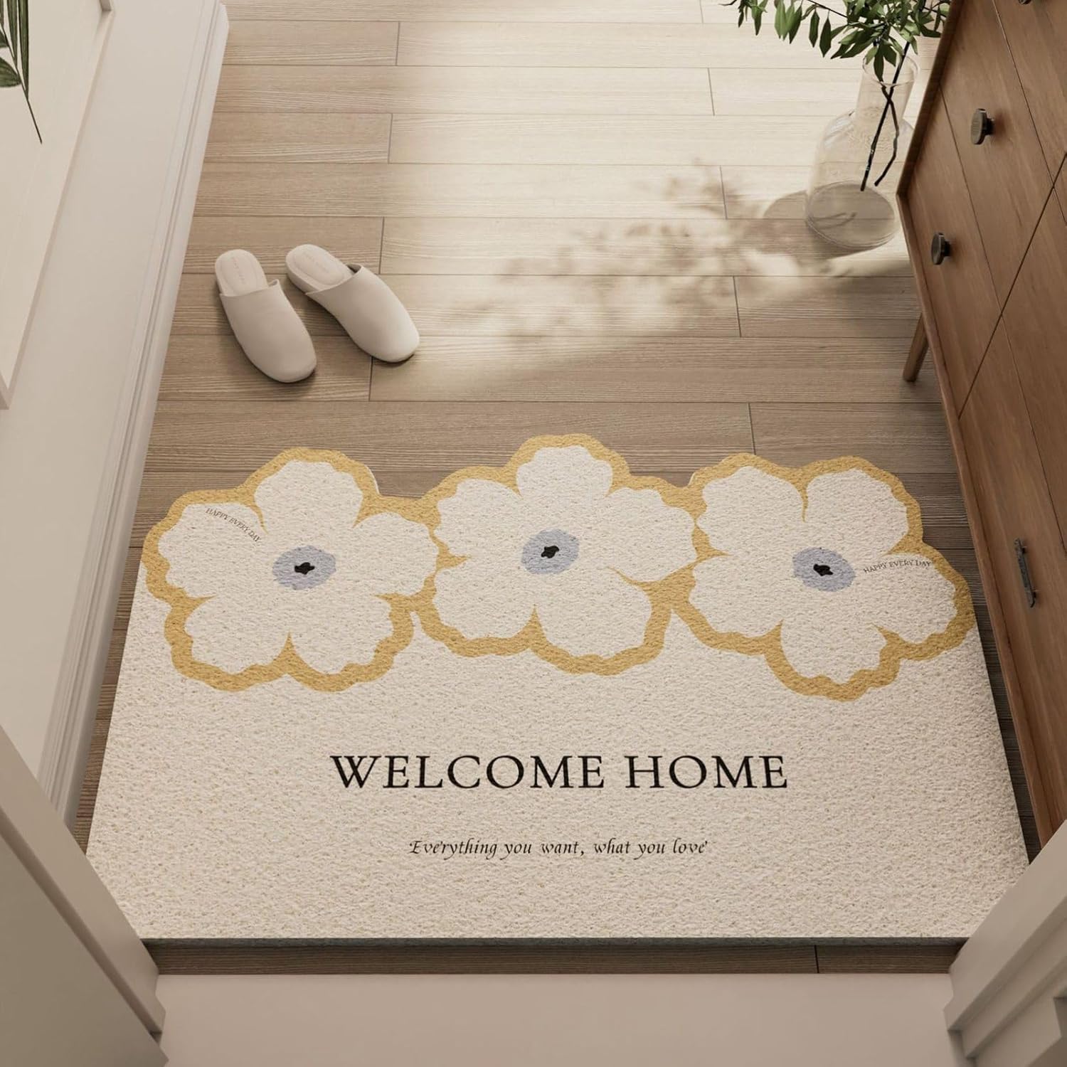 玄関マット ドアマット カットできる PVC 家庭用 キッチンマット トイレ バスルーム 水洗い 滑り止め 屋内 寝室 店舗用玄関マット 汚れ落とし 長持ち 足拭きマット 廊下敷き ホワイト 40*6