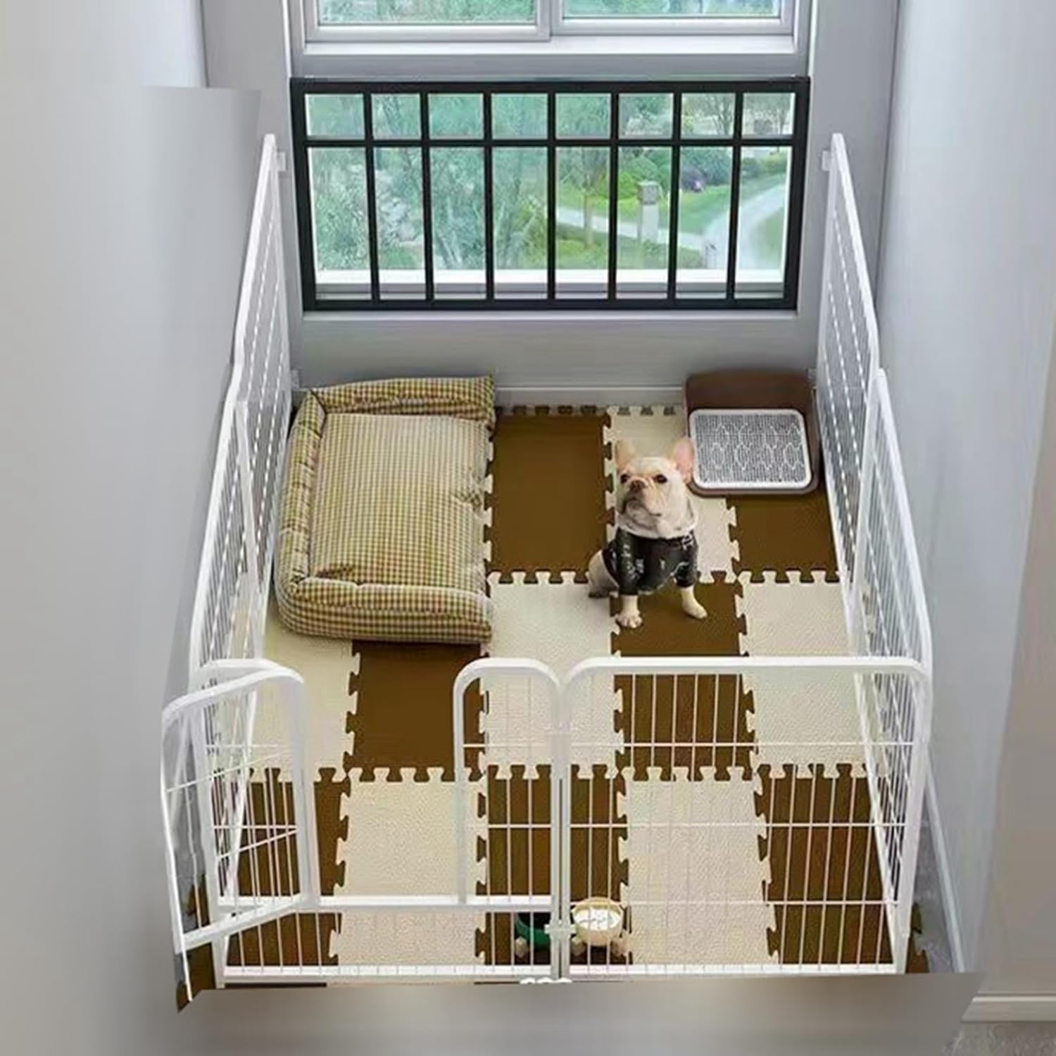 ペットフェンス ペットサークル 犬用サークル 中小型犬用 折り畳み式 自由組み立て ペットサークル カタチ変更可 ジョイント式 安全ロック付き 脱出防止柵 室内室外兼用ケージ 6枚中型白(??) on