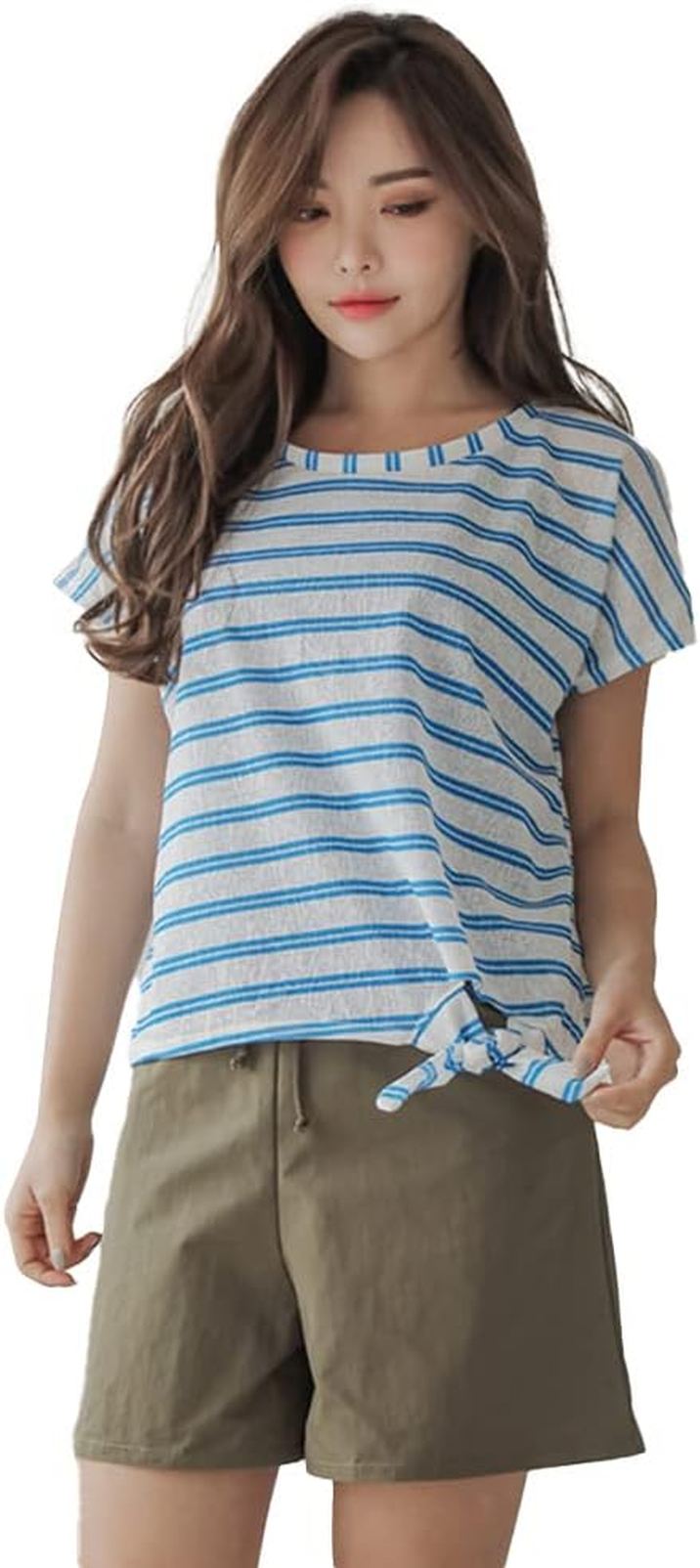 水着 レディース 体型カバー ボーダー オーバーTシャツ ショートパンツ タンキニ カバーアップ ４点セット リボン 日焼け対策 UVカット ビキニ スイムウェア 競泳 ハイウエスト 吸汗速乾 着痩せ