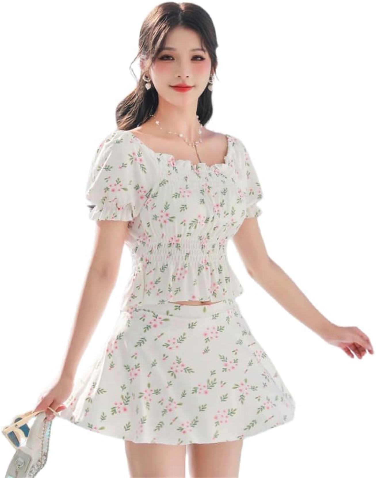水泳着 レディース タンキニ 2点仕掛ける 体型押しかぶせる 好いたらしい 花柄 セパレート スコート ビキニ フラウンス 砂浜お召しもの オフショルダー 上下仕掛ける 砂浜 海水浴場水泳着 旅する 海水浴 着痩せ セットアップ