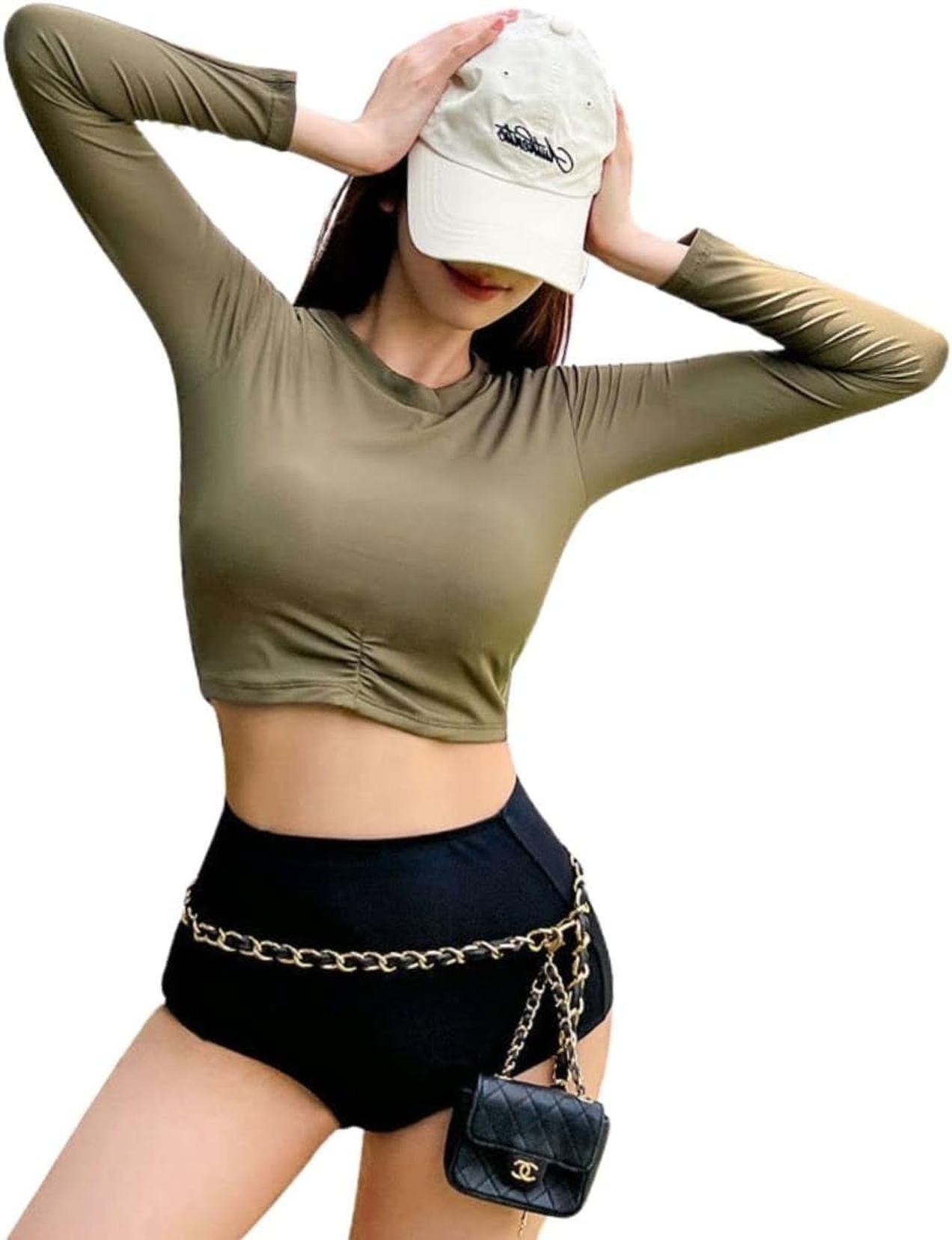 水着 レディース セパレート ビキニ 体型カバー ハイウエスト ビスチェ風 みずぎ 大人 セクシー クロス バイカラー おしゃれ スイムウェアー ワイヤーなし 女性 長袖 パッド入り 盛れる