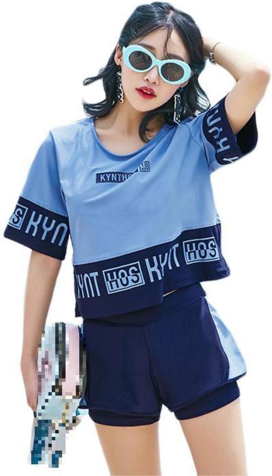 水泳着 レディース 嵌まるネス セパレーツ水泳着 ビキニ 3点仕かける半袖 体型押しかぶせる タンキニ 水泳ぎ 半袖 前食い違いブラジャー 差し上げ物 ビキニ 水浴び 四季当て嵌める 通気 海水浴場 砂浜 水陸両用 やせ押し出し 水着-レディースファッション