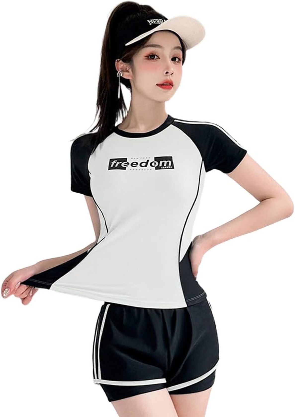 水着 レディース セパレート 体型カバー 着痩せ ストレッチ スイムウェア パッド付き ショートパンツ 2点セット おしゃれ 競泳水着 女性 練習用 水遊び スポーツ水着 フィットネス 水陸両用 紫外